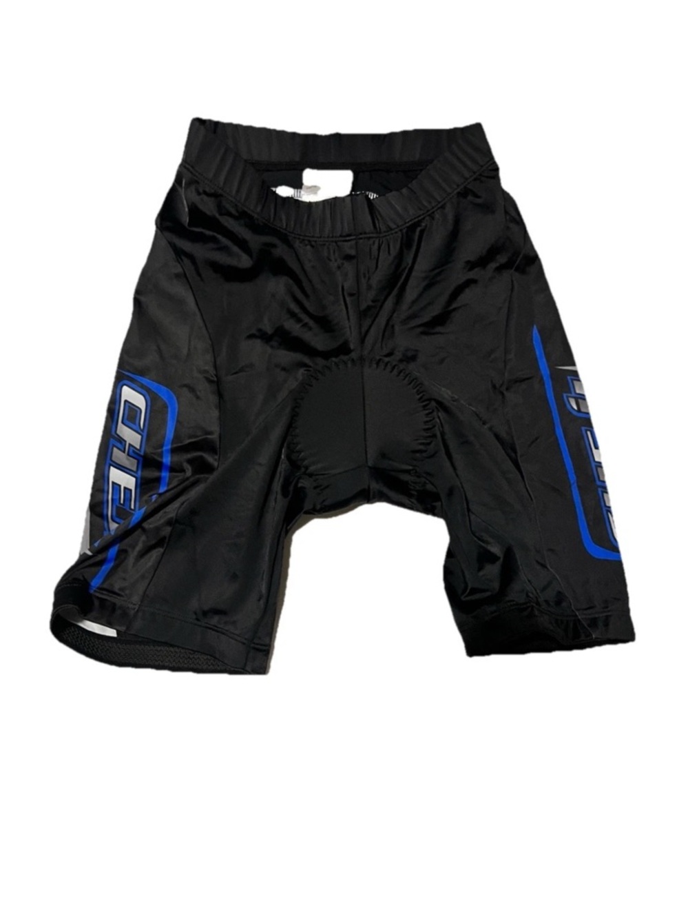Black Cycling Shorts with Blue Side Panels